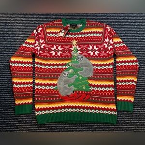 NWT 2 Sloths On A Tree Ugly Christmas Sweater Blizzard Bay Men’s Medium
